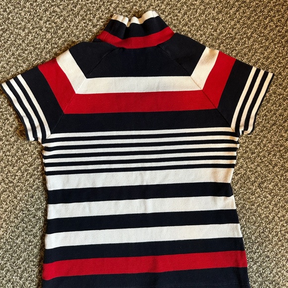Y2K Tommy Hilfiger Top nautical striped White Blue Red high neck - Picture 5 of 6